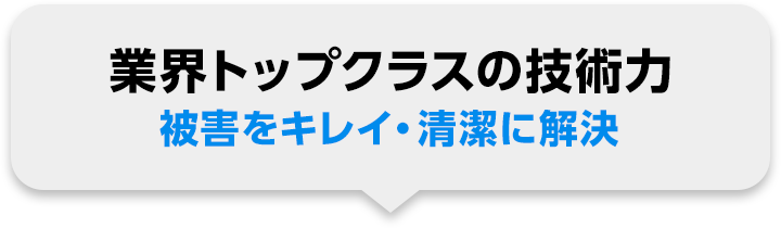 業界トップクラスの技術力 被害をキレイ・清潔に解決